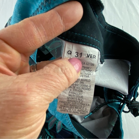 Quicksilver black & teal palm floral print boardshorts, 31 - Picture 8 of 16